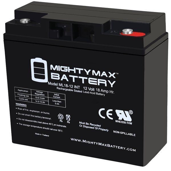 12V 18AH INT Replacement Battery for Mircom BA-117, Mighty Max Battery, Mfr#: MAX3943749